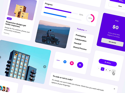 Landing Page Kit for Framer animation blocks card carousel feature framer graphic design input interaction interface kit landing page mobile pricing prototype web website