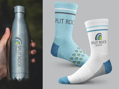 Split Rock Studios Merch brand design branding design icon identity design logo product design sock socks vector water bottle
