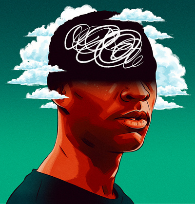 Brain Fog alexander wells conceptual digital folioart illustration portrait texture