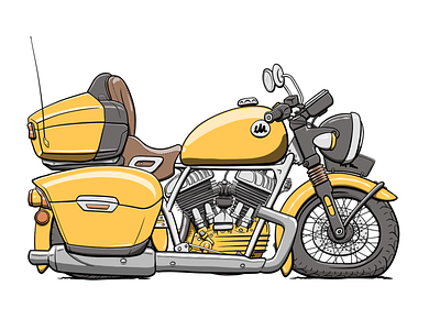 MotoGen #5122 cartoon fat illustration motorbike motorcycle nft touring yellow