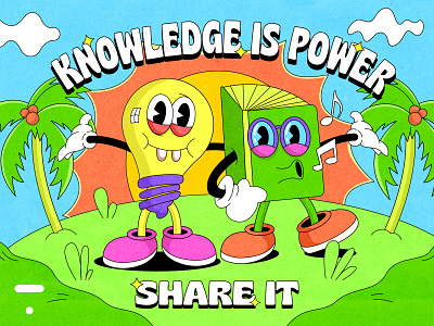 The Thinkific “Knowledge is power. Share it.” challenge! 1930 1930s 90s book bulb cartoon cartoon character challenge chill illustration knowledge learning motivation old cartoon pop culture power summer thinkific thinking vintage