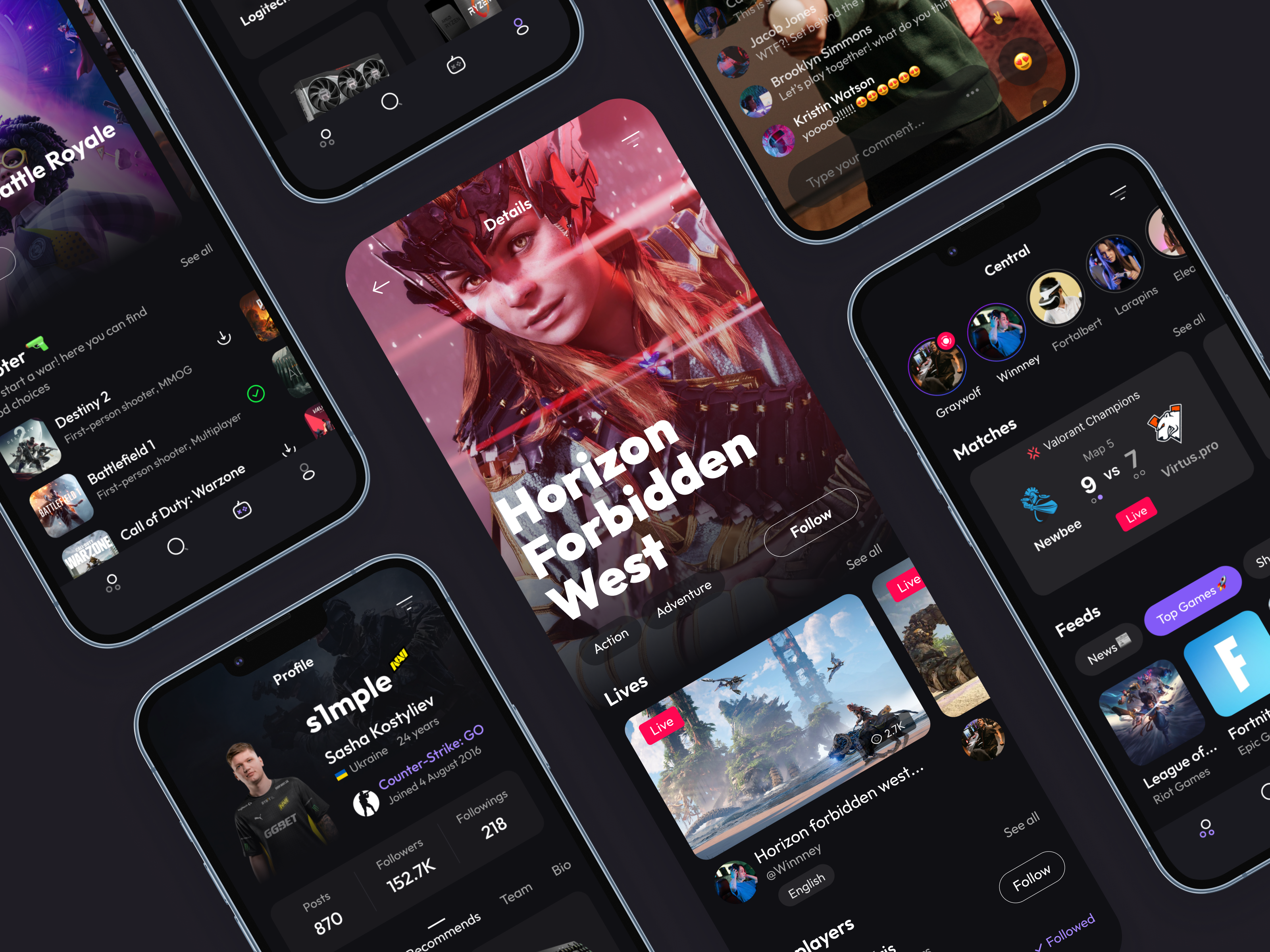 Live Streaming App app clean dark mode design game game ui gamers live live app live game live stream minimal mobile stream streaming streaming app ui uidesign uiux video game