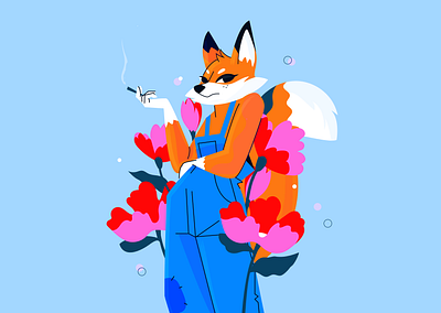 foxy flower character design costarica cute flowers fox ill illustration smoke