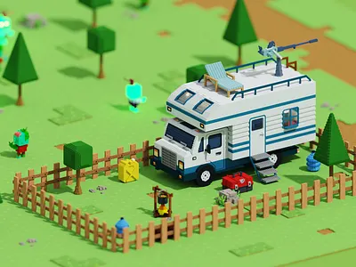 Voxel Game (Truck Level) 3d 3d art digitalart game game design isometric magicavoxel truck voxel voxel game