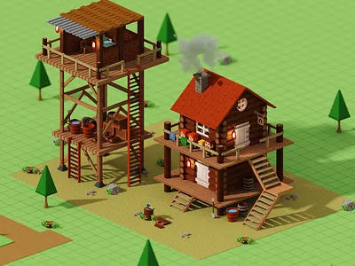Voxel Game (Hut Level) 3d 3d art 3d game isometric magicavoxel voxel voxel art voxel game voxel hut voxel model