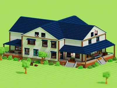 Voxel Game (Mansion Level) 3d 3d art game design isometric magicavoxel voxel voxel game voxel mansion