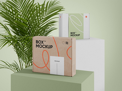 Box Mockups PSD scene box branding design download identity logo mockup mockups packaging psd template typography