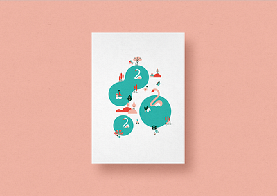 2! birthday birthday card card child children cute ducks graphic happy birthday illustration illustrator karolienpauly kids landscape nature park pond swans vector