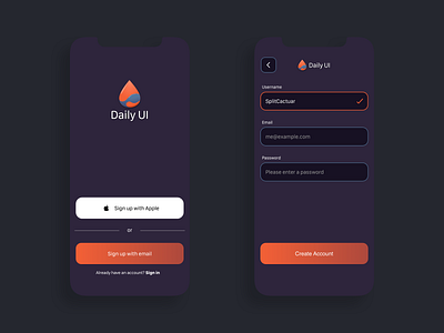 DailyUI #001 - Sign up! 001 app daily daily ui dailyui design ui