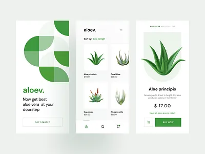 aloev. plant app alovera app ui clean concept green plant ui