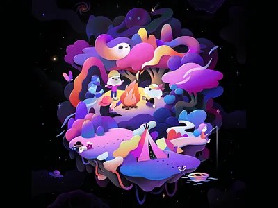 Camp Cosmos abstract cartoon character concept illustration zutto
