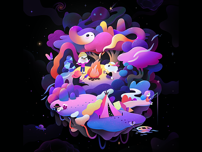Camp Cosmos abstract cartoon character concept illustration zutto