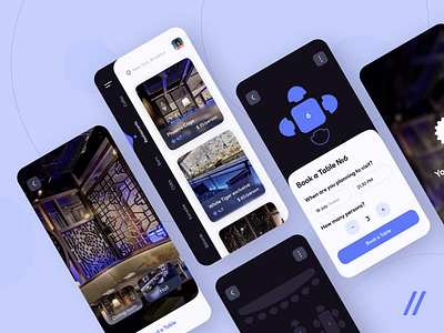 3D Restaurant App 3d 3d modeling 3d tour android mbile animation app app design bar book dark theme design interface ios app mobile mobile app motioon restaurant tour ui ux