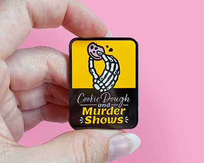 True Crime Enamel Pin badge cookie enamel pin illustration murderino patch pin skeleton