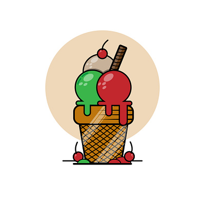 Sundae adobe illustrator ice cream illustration sundae