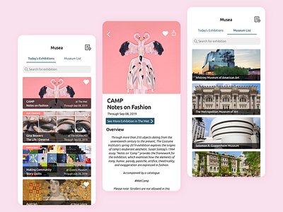 Musea - Museum Mobile App branding design clean exhibition minimalism museum list typography user experience user interface visual design