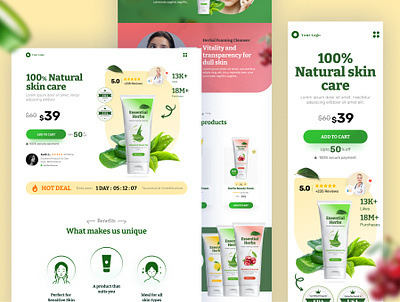 Skincare - Ecommerce Landing Page conversion cro design ecommerce funnel funnel design landing page sales page