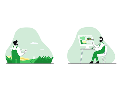 Agronomist working adobe illustrator agriculture design farmer flat illustration smart farming ui vector