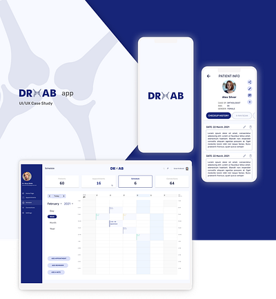 DRXAB app design appointment design desktop app doctor logo management mobile app patient ui ux