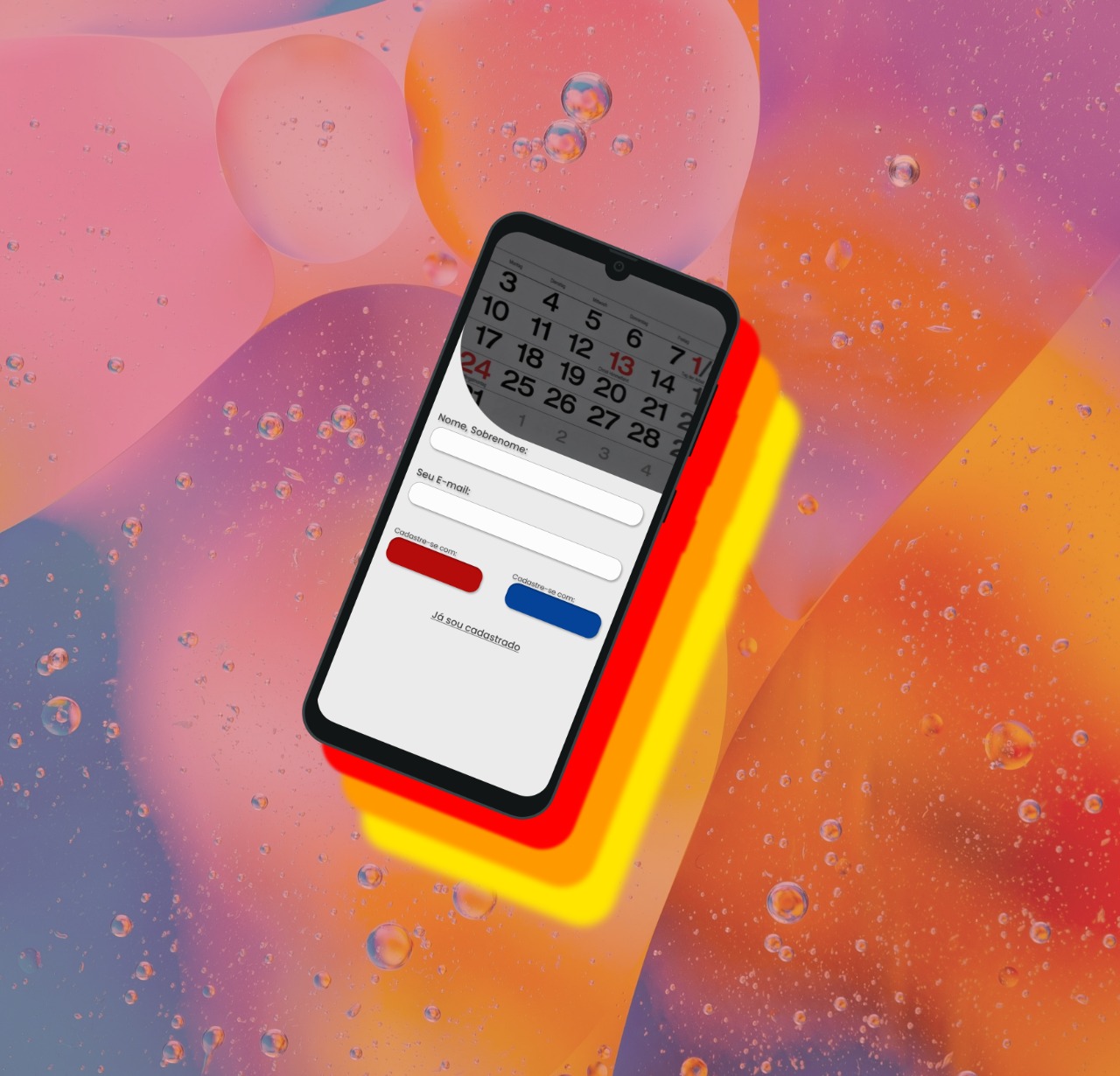 Sign Up page for an caleneder app