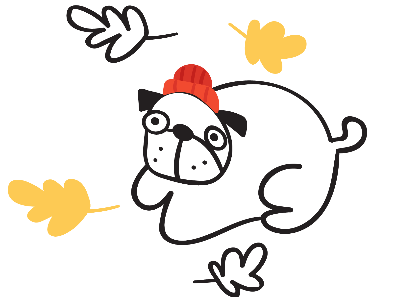 dog and leaves autumn doghumor fun humor icon illustration pug vector