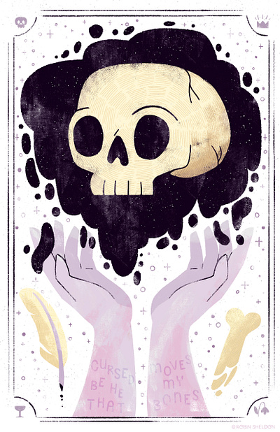 The Bard's Curse 💀 curse cute design digital digital illustration hands illustration robin sheldon shakespeare skull william shakespeare