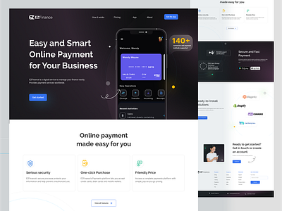 EZ Finance - Landing Page app design figma finance fintech gradient landing page ui website