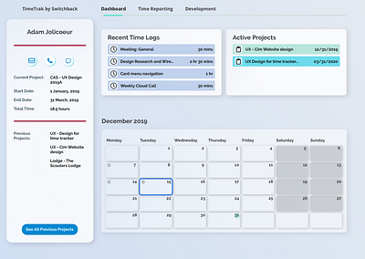 TimeTrack Dashboard dashboard design ui ux