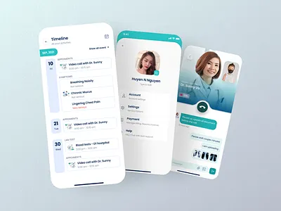 Activities tracking - Profile - Calling - Telemedicin Mobile App call doctor profile telemedicine timeline video