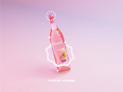 Wine 3d bottle cinema 4d cinema4d pink wine render wine