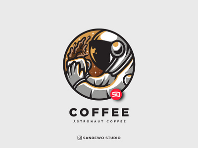 Astronaut Coffee Design Logo adobeillustrator astronomy awesome awesome creative logos branding design icon illustration logo logodesign logotype shirt vector