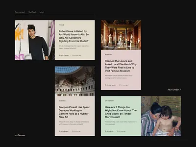 Artnews News Items art art website artist blog card daily ui dailyui history home screen illustration news redesign web website design