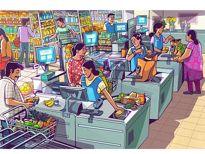 supermarket graphic design groceries illustration supermarket vector