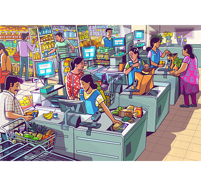 supermarket graphic design groceries illustration supermarket vector