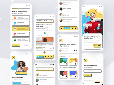 Mentoring Platform App app branding card class clean course design ios mentoring mobile profile ui