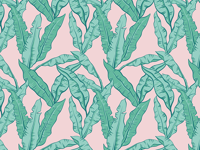 Banana Leaf Pattern adobe illustrator banana leaf banana leaf pattern banana pattern feminine pattern green leaf pattern pattern plants procreate summer surface pattern tropical pattern