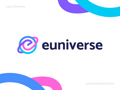 Euniverse Logo Design brand identity branding creative e logo flat letter logo logo logo design logo designer logomark logos logotype minimalist logo modern logo space startup symbol technology universe vector