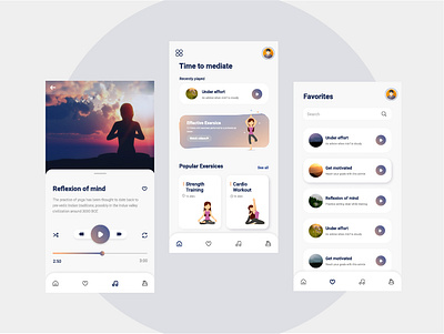 Meditation App app application design appui appuiux figma interface design meditation meditation app minimal minimal app mobile app purple purple app ui uimobile uiux xd yoga yoga app yoga application