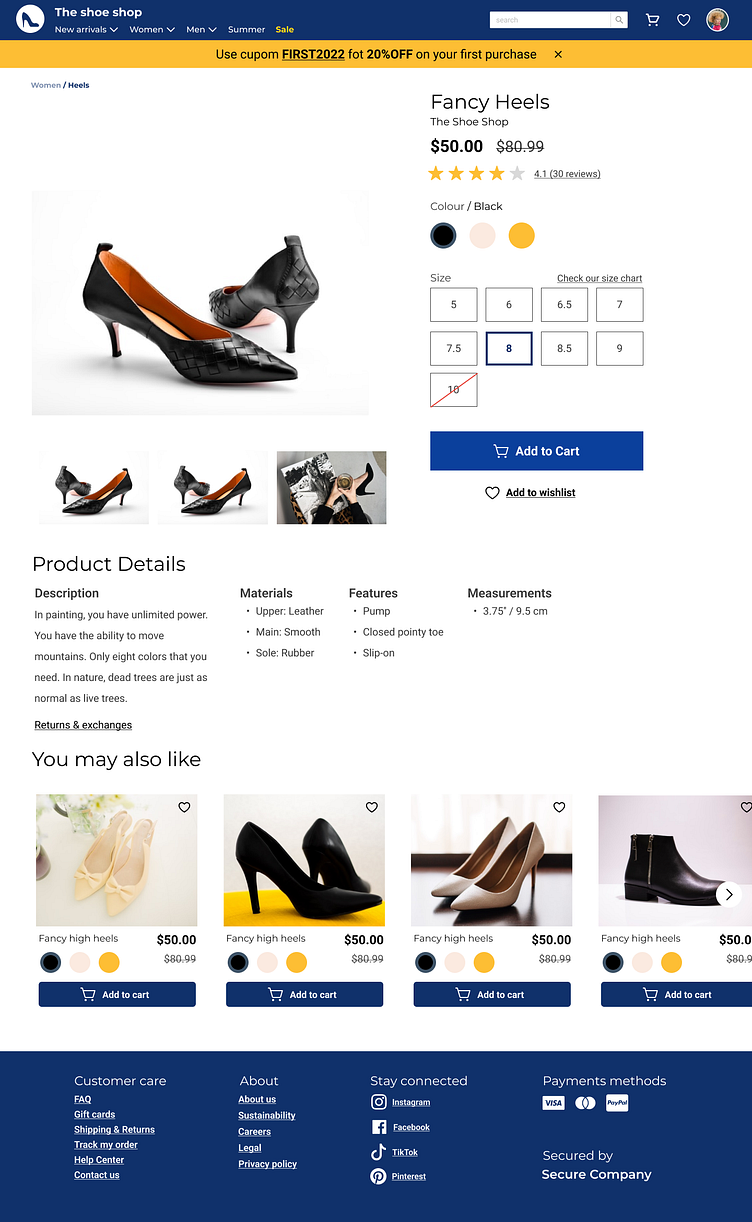 The Shoe Shop - UI Design by Patricia Silveira on Dribbble