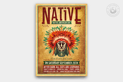 Native American Day Flyer Template V1 america celebration club cowboys day design ethnic flyer indians native american party photoshop poster print psd rodeo steak house template tribal western