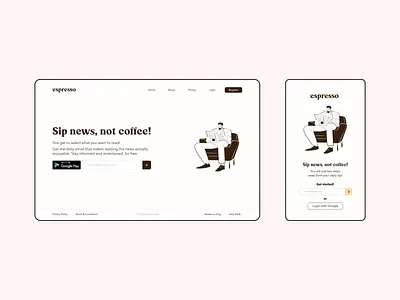 Espresso Newsletter Landing Page concept design figmadesign landing page newsletter design ui web