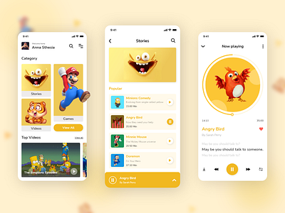 Kids Entertainment App apps for kids children childrens apps education education app entertainment kid app kid entertainment kids app kids education kids game kids storyteller kidsapp kidsapps learning app mobile app music player storytelling ui ux