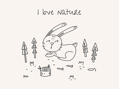 Doodle cute bunny. Kids vector hand drawn illustration. bunny cartoon childish cute design doodle forest graphic design hand drawn hare illustration kids monochrome nature nursery rabbit vector
