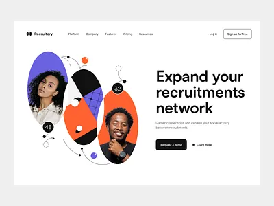 Recruitment network: main page, visual identity career employee employment find job hiring hr job job board landing page network recruitment ui visual identity web web design