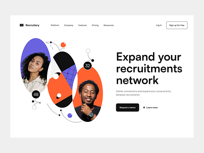 Recruitment network: main page, visual identity career employee employment find job hiring hr job job board landing page network recruitment ui visual identity web web design