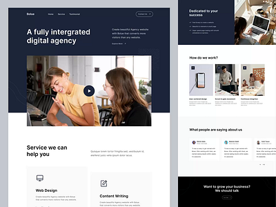 Bolue - Digital Agency Landing Page agency animation branding business clean corporate design digital landing page marketing marketing agency startup studio ui ux web design web site