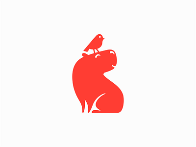 Capybara and Little Bird Logo animal bird branding capybara cartoon children cute design friend friendship identity illustration kids logo mark mascot modern symbol vector