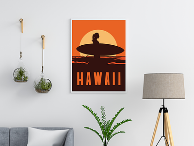Hawaii Poster Print clean design creative design design graphic design illustration print design sketch