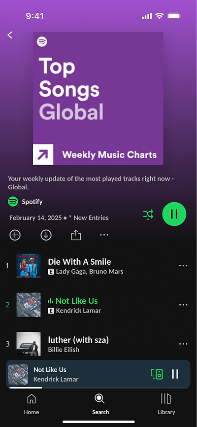 Spotify Top Songs Project graphic design iphone s16 music player spotify ui ux uxui design