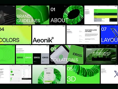 IDRISS- Brand Guidelines 3d ai animation brand book brand guidelines brand identity branding color crypto fintech green layout logo motion graphics rebrand typography web3